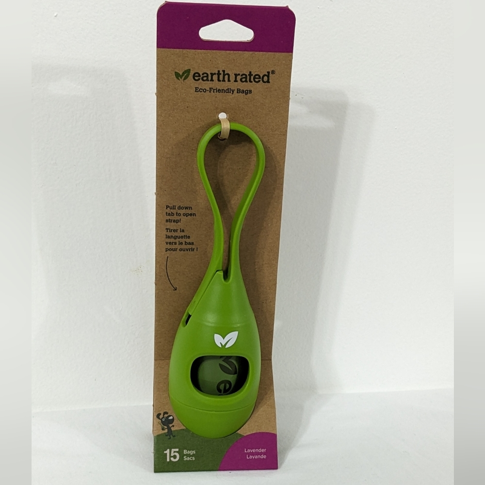 Earth Rated Dog Poop Bag Holder With Dog Poop Bags, 1 Dispenser & 15 Bags, NEW